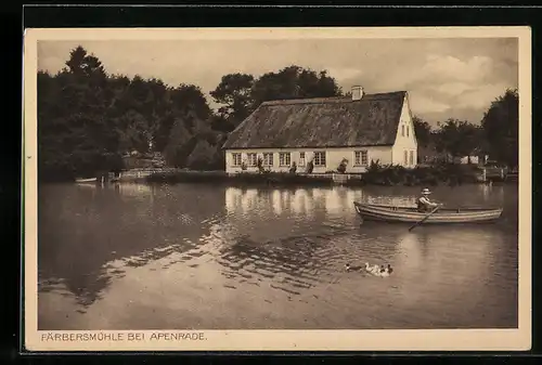 AK Apenrade, Färbersmühle mit Boot