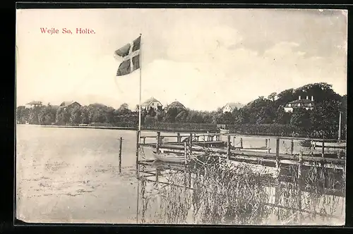 AK Wejle Sö, Holte, dänische Flagge am Seesteg