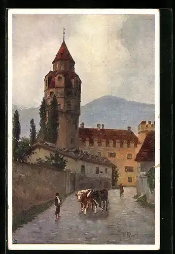 Künstler-AK Hall, Partie am Münzturm