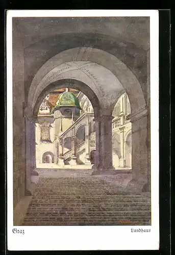 Künstler-AK Graz, Partie am Landhaus