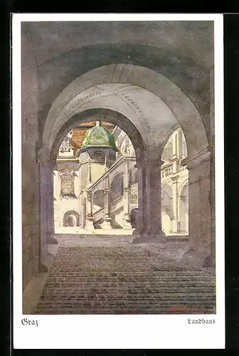 Künstler-AK Graz, Partie am Landhaus