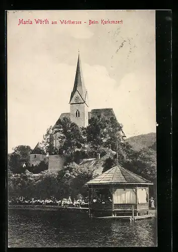 AK Maria Wörth am Wörthersee, Kirche beim Kurkonzert