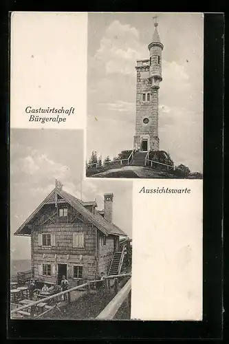 AK Mariazell, Bürgeralpe, Aussichtswarte und Gastwirtschaft