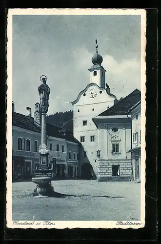 AK Gmünd i. Ktn., Platz vor dem Stadtturm