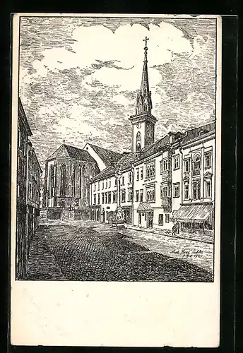 Künstler-AK Villach, auf dem Hauptplatz