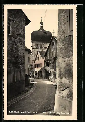 AK Bregenz, Strassenpartie mit Martinsturm