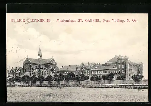 AK Mödling, die Heilige Geistkirche mit dem Missionshaus St. Gabriel