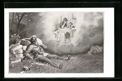 AK Verwundeter österreichischer Soldat denkt an seine Familie