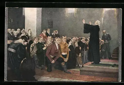 Künstler-AK Befreiungskriege, Einsegnung von Freiwilligen 1813