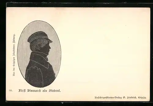 Künstler-AK Otto von Bismarck, Darstellung des Reichskanzlers als Student