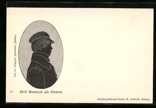 Künstler-AK Otto von Bismarck, Portrait des Reichskanzlers als Student