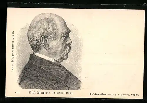 Künstler-AK Otto von Bismarck, Darstellung des Fürsten als alter Mann