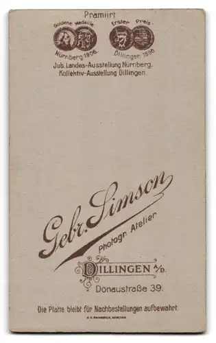 Fotografie Gebr. Simson, Dillingen a. D., Donaustrasse 39, Bürgerlicher Herr im Anzug mit Krawatte