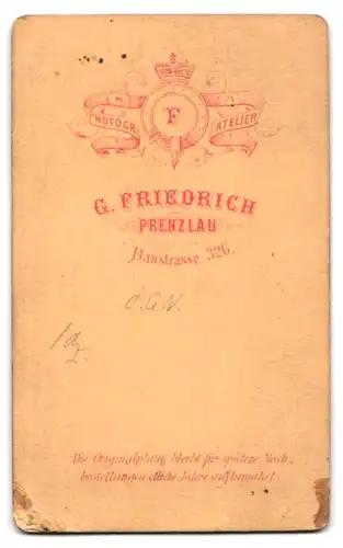 Fotografie G. Friedrich, Prenzlau, Baustr. 326, Bürgerliche Dame mit Kragenbrosche