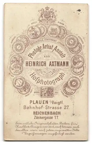 Fotografie H. Axtmann, Plauen i. V., Bahnhof-Strasse 27, Bürgerliche im Sonntagskleid