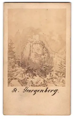 Fotografie unbekannter Fotograf, Ansicht Stans, Blick auf die Abtei St. Georgenberg nach einem Gemälde