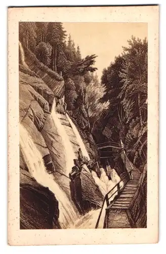 Fotografie G. Baldi, Salzburg, Ansicht Wimbachklamm, Blick in den Klamm nach einem Gemälde