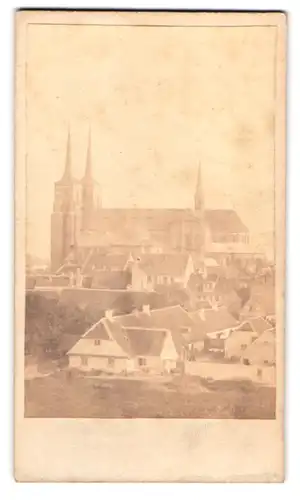 Fotografie A. W. Rörbye, Roeskilde, Ansicht Roskilde, Blick über die Dächer nach dem Dom