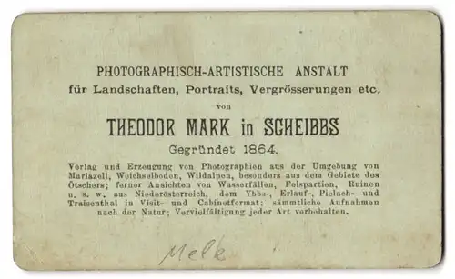 Fotografie Theodor Mark, Scheibbs, Ansicht Melk, Blick nach dem Kloster