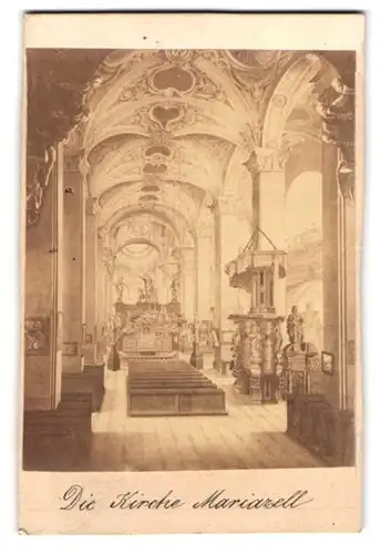 Fotografie F. Lechner, Ansicht Mariazell / Stmk., Innenansicht der Kirche Mariazell mit Blick zum Altar