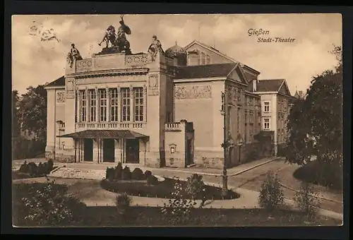 AK Giessen, Stadt-Theater mit Anlagen