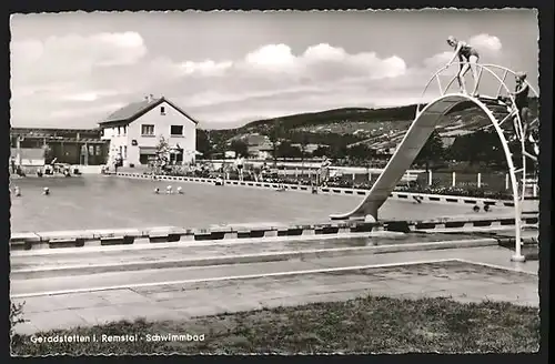 AK Geradstetten /Remstal, Schwimmbad mit Rutsche