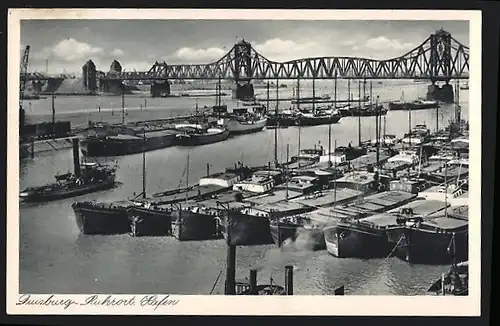 AK Duisburg-Ruhrort, Hafen aus der Vogelschau