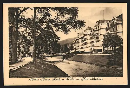 AK Baden-Baden, Orspartie mit Hotel Stephanie