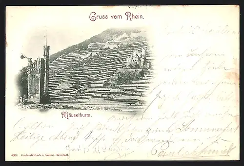 AK Bingen /Rh., Mäuseturm mit Umgebung