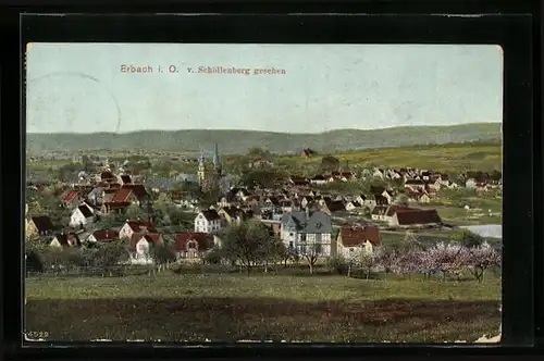 AK Erbach i. O., Ortsansicht vom Schöllenberg gesehen