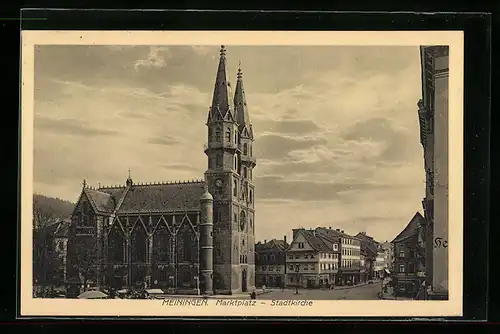 AK Meiningen, Marktplatz mit Stadtkirche