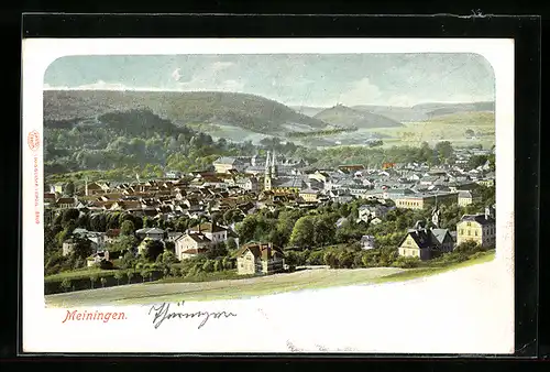 AK Meiningen, Ortsansicht aus der Vogelschau