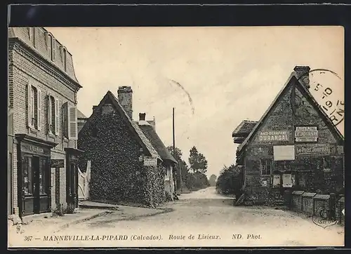 AK Manneville-la-Pipard, Route de Lisieux