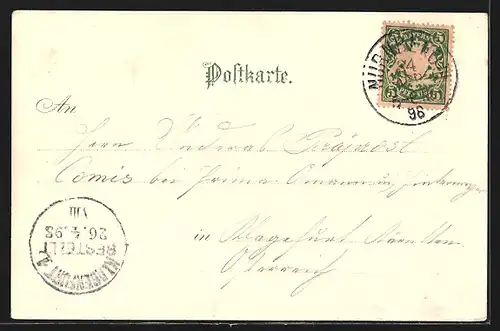 Lithographie Nürnberg, Albrecht Dürer Statue, Dürerhaus, Burg