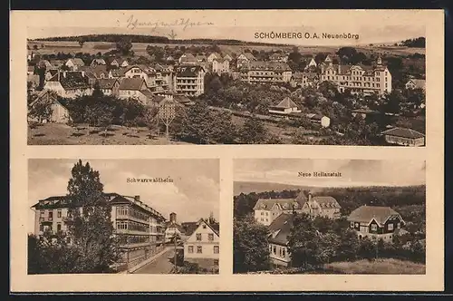 AK Schömberg, Ortsansicht, Schwarzwaldheim, Neue Heilanstalt