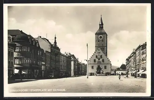 AK Deggendorf, Stadtplatz mit Rathaus