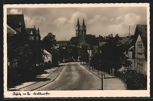 AK Oschatz, Partie in der Dresdenerstrasse