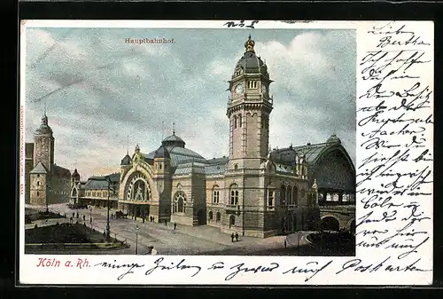 AK Köln a. Rh., Hauptbahnhof mit Passanten