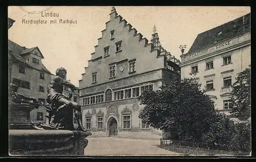 AK Lindau, Reichsplatz mit Rathaus