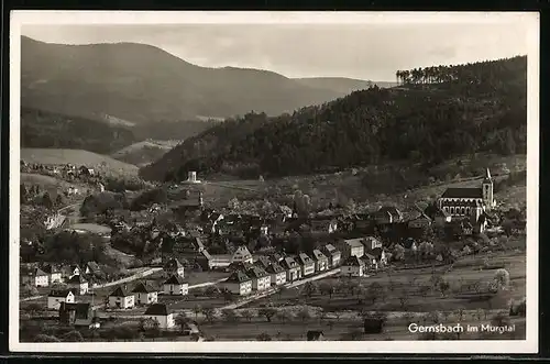 AK Gernsbach, Gesamtansicht des Ortes im Murgtal