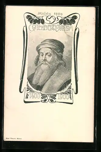 Künstler-AK Gutenberg-Jubiläum 1900, Portrait Johannes Gutenberg
