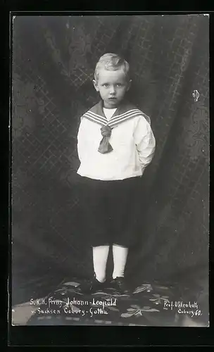 AK Prinz Johann-Leopold von Sachsen-Coburg-Gotha im Matrosenanzug