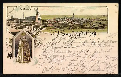 Lithographie Altötting, Wallfahrtskirche, Gnadenmutter