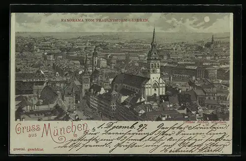 AK München, Panorama vom Frauenthurm gesehen