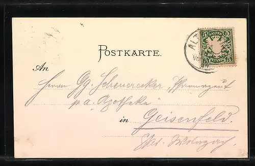 Lithographie Altötting, Totalansicht, Wallfahrtskirche, Gnadenbild