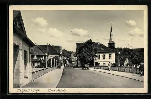 AK Neustadt / Holstein, Fuhrwerk auf der Neuen Brücke