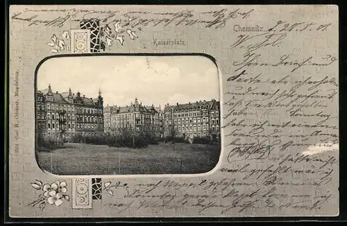 AK Chemnitz, Partie am Kaiserplatz, Passepartout