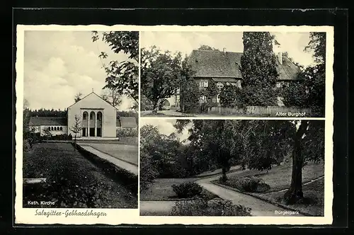 AK Salzgitter-Gebhardshagen, Kath. Kirche, Alter Burghof, Bürgerpark