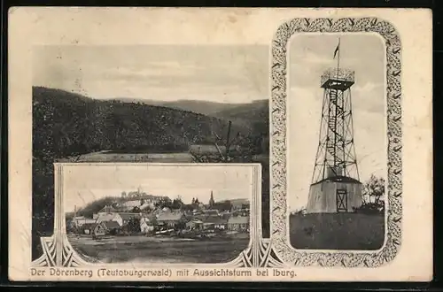 AK Iburg, Ortsansicht, Dörenberg mit Aussichtsturm