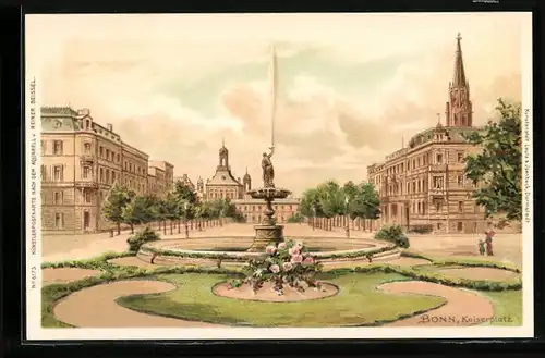 Künstler-AK Bonn, Kaiserplatz mit Springbrunnen